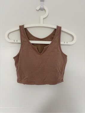 Klassy Network Notch Crop Tank Top - Beige